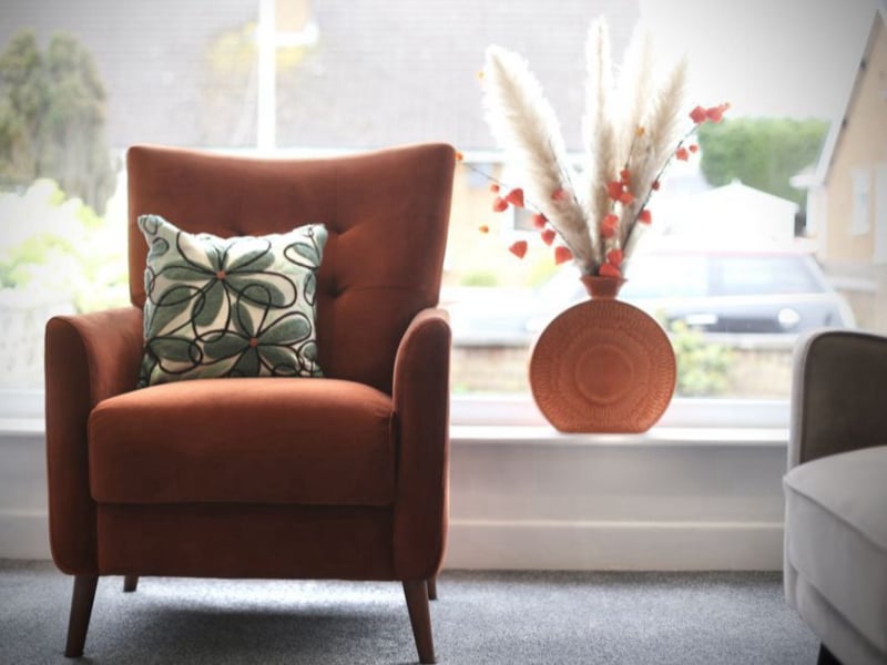 furniture and furnishings rental - sage and orange