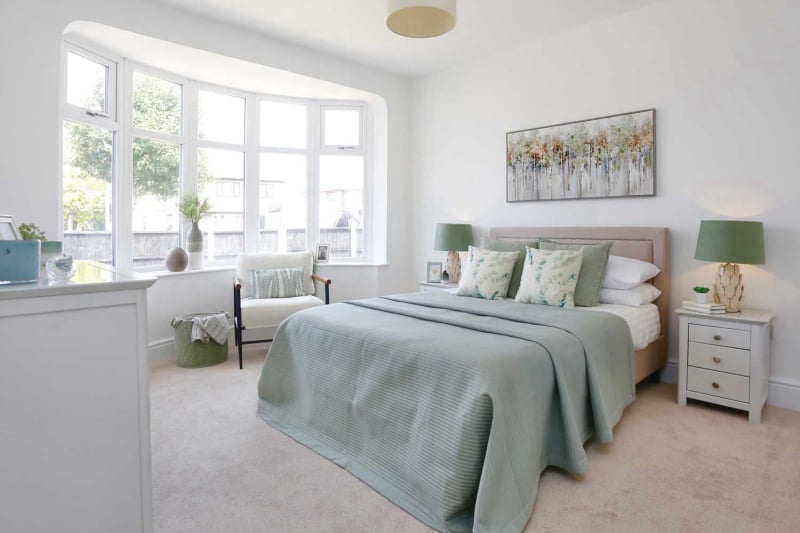 Staged to sell in sage greens and creams