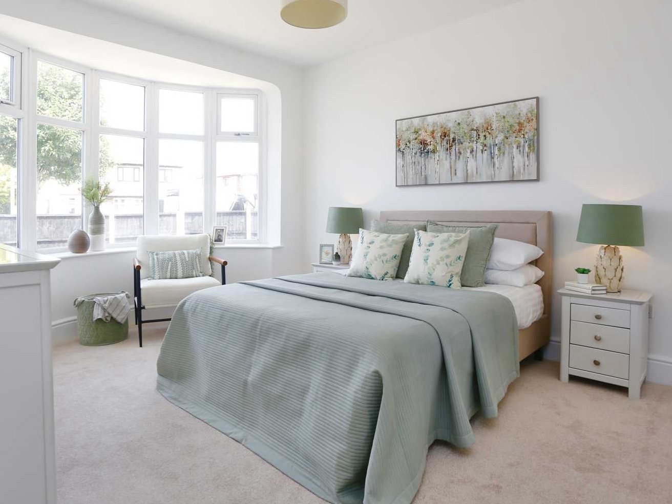 Staged to sell in sage greens and creams