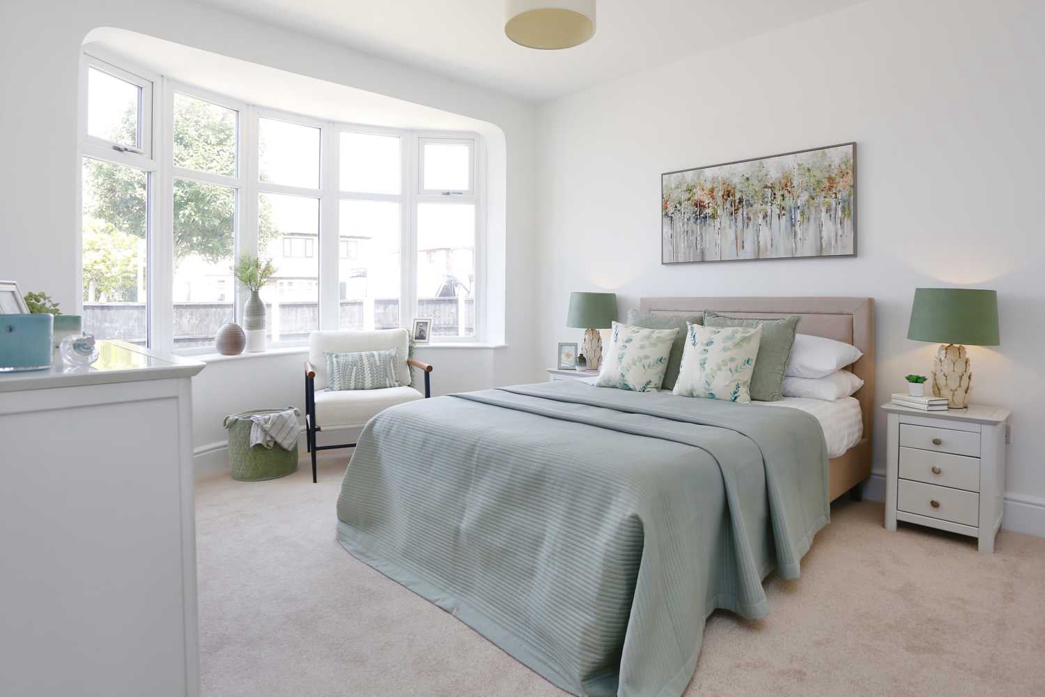 Staged to sell in sage greens and creams