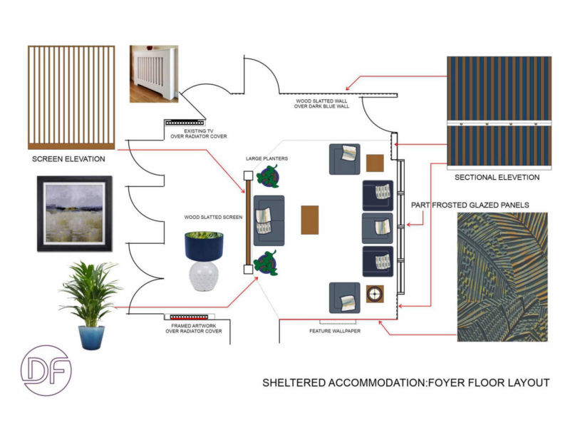 assisted living interior design scheme board