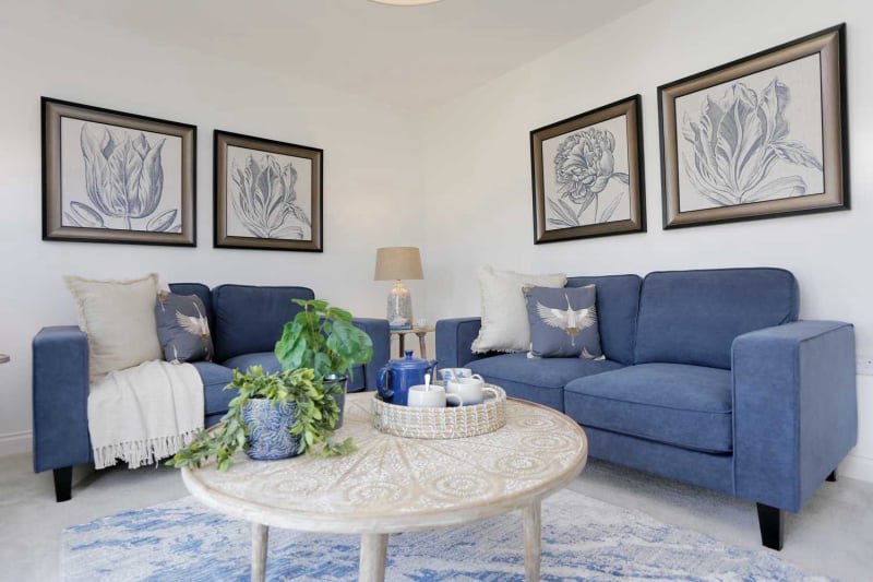 Show home design in dusky blues and neutrals