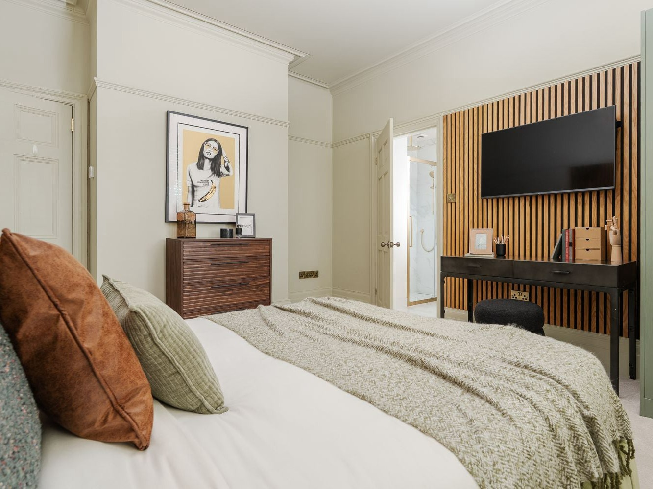 Bedroom staged to sell with furniture rental